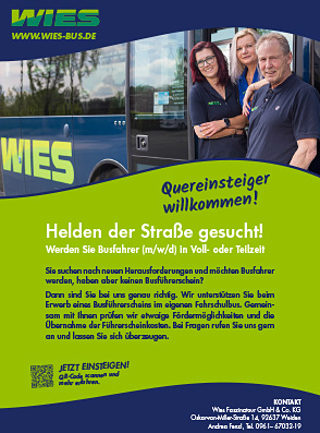 Stellenanzeige Busfahrer als Quereinsteiger